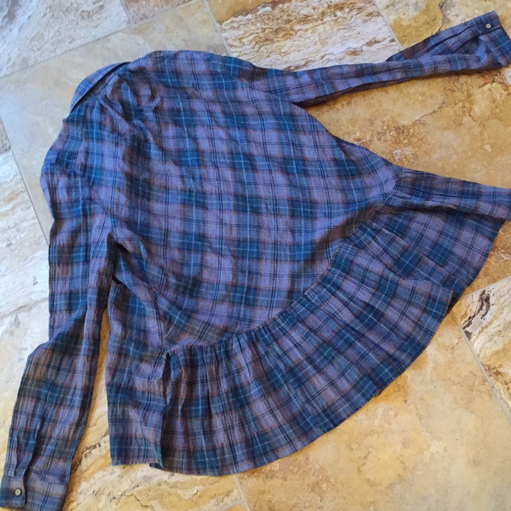 Hem & Thread Checkered Button-Down/Ruffle Hem/Slit - image 5